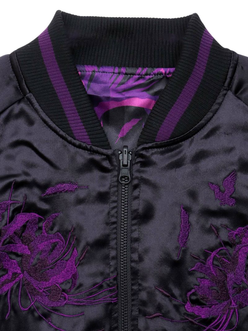 【絡繰魂・漆】“八咫烏と彼岸花”総刺繍リバーシブルスカジャン〔別注：web限定カラー〕