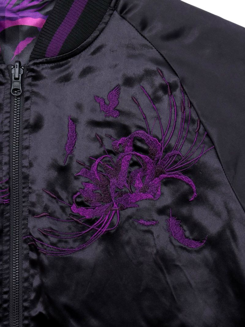 【絡繰魂・漆】“八咫烏と彼岸花”総刺繍リバーシブルスカジャン〔別注：web限定カラー〕