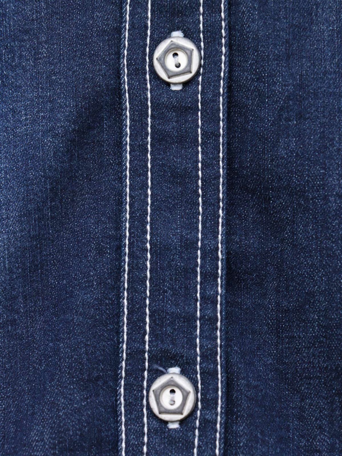 【SUMINEKO】“YIN YANG CAT”総刺繍 切替ストレッチデニムシャツ