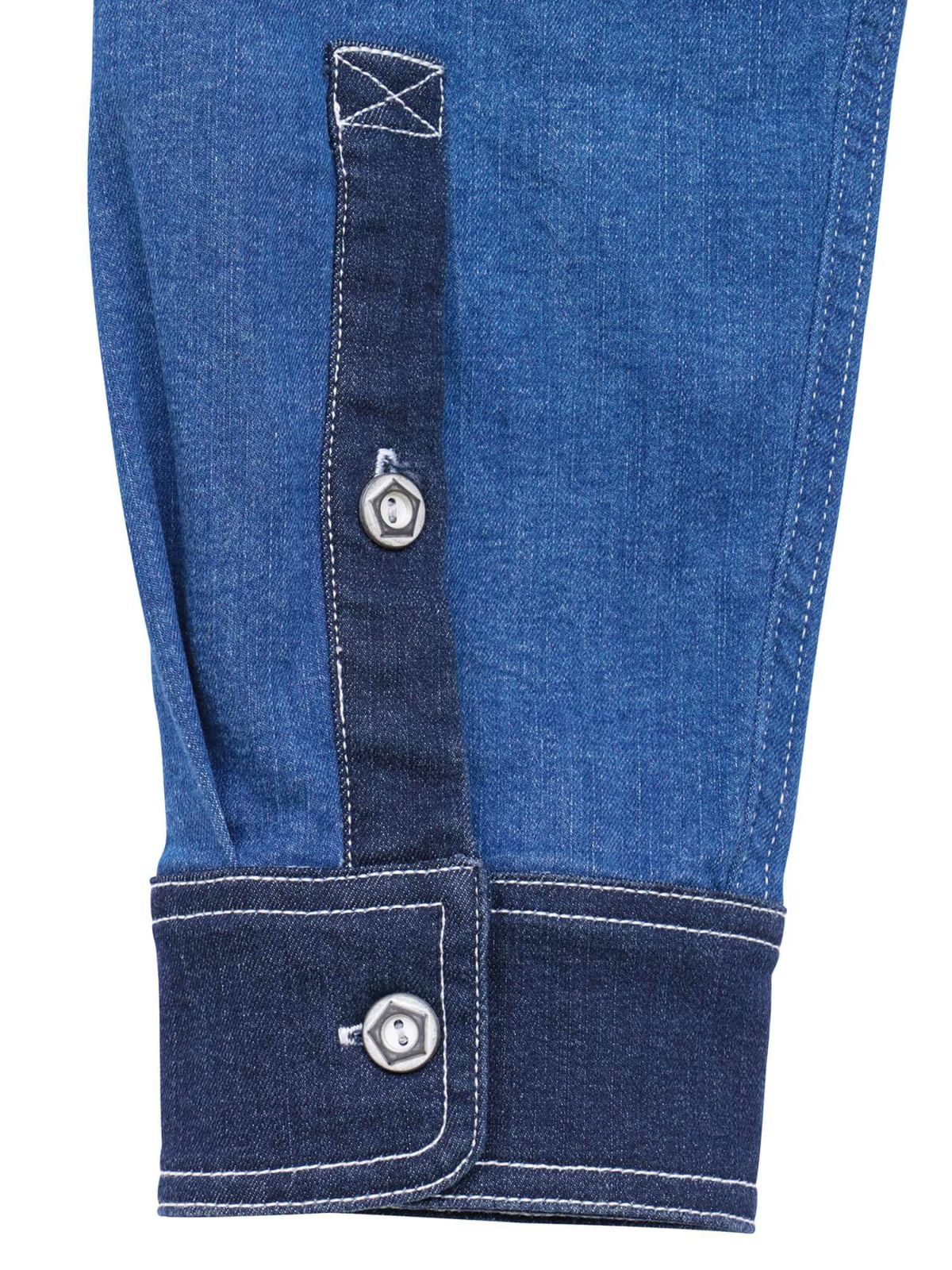 【SUMINEKO】“YIN YANG CAT”総刺繍 切替ストレッチデニムシャツ