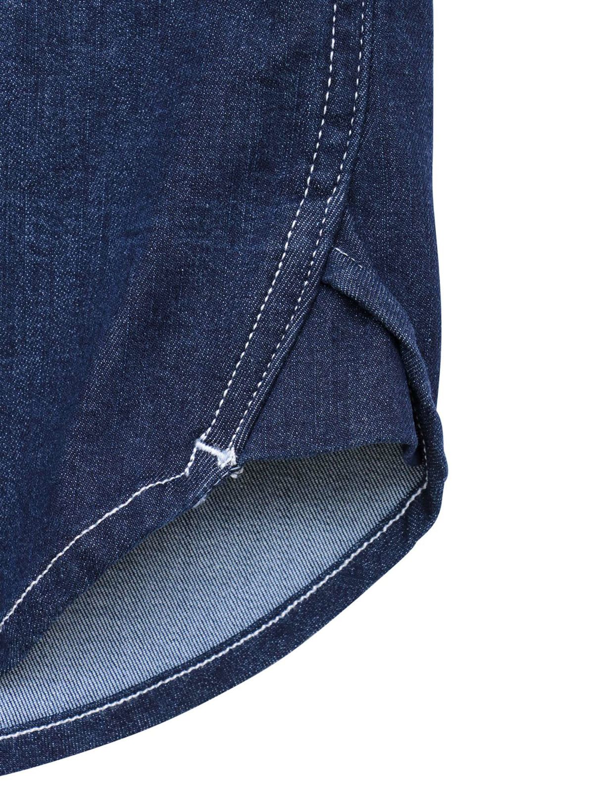 【SUMINEKO】“YIN YANG CAT”総刺繍 切替ストレッチデニムシャツ