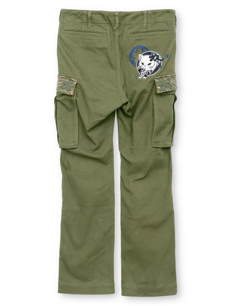 【SUMINEKO】“伸び猫”総刺繍ストレッチカーゴパンツ