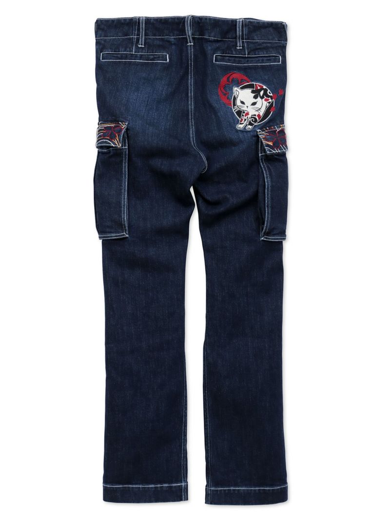 【SUMINEKO】“伸び猫”総刺繍ストレッチカーゴパンツ