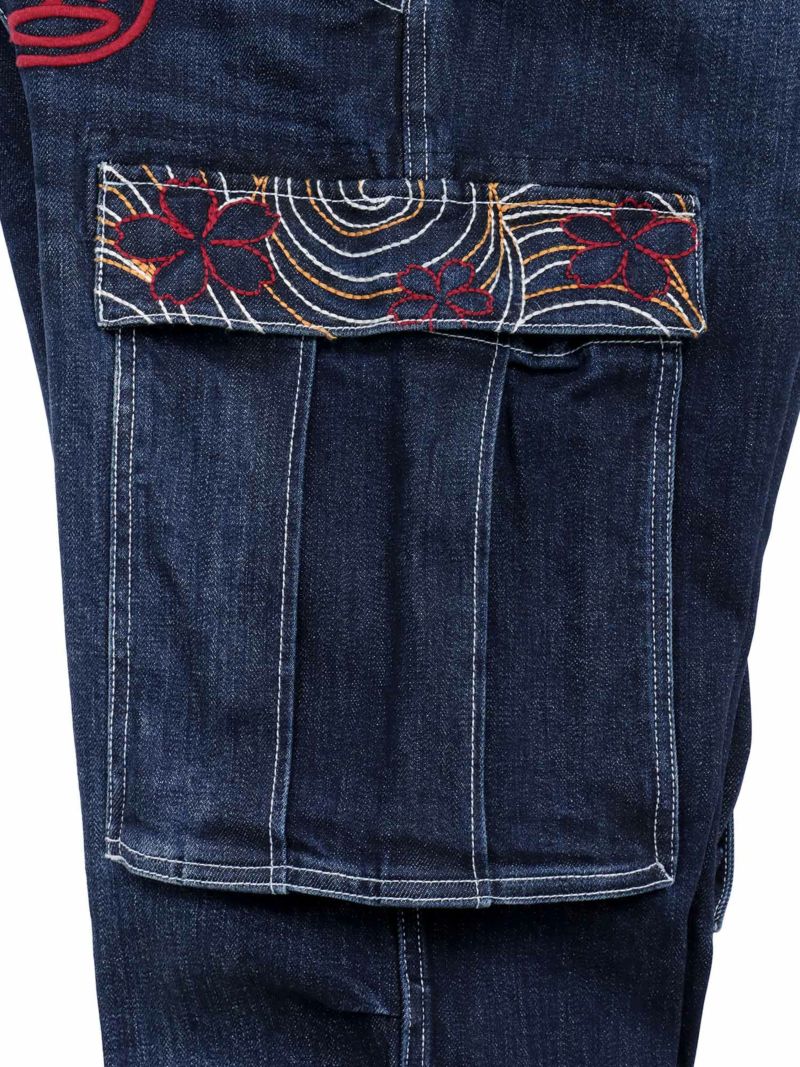 【SUMINEKO】“伸び猫”総刺繍ストレッチカーゴパンツ