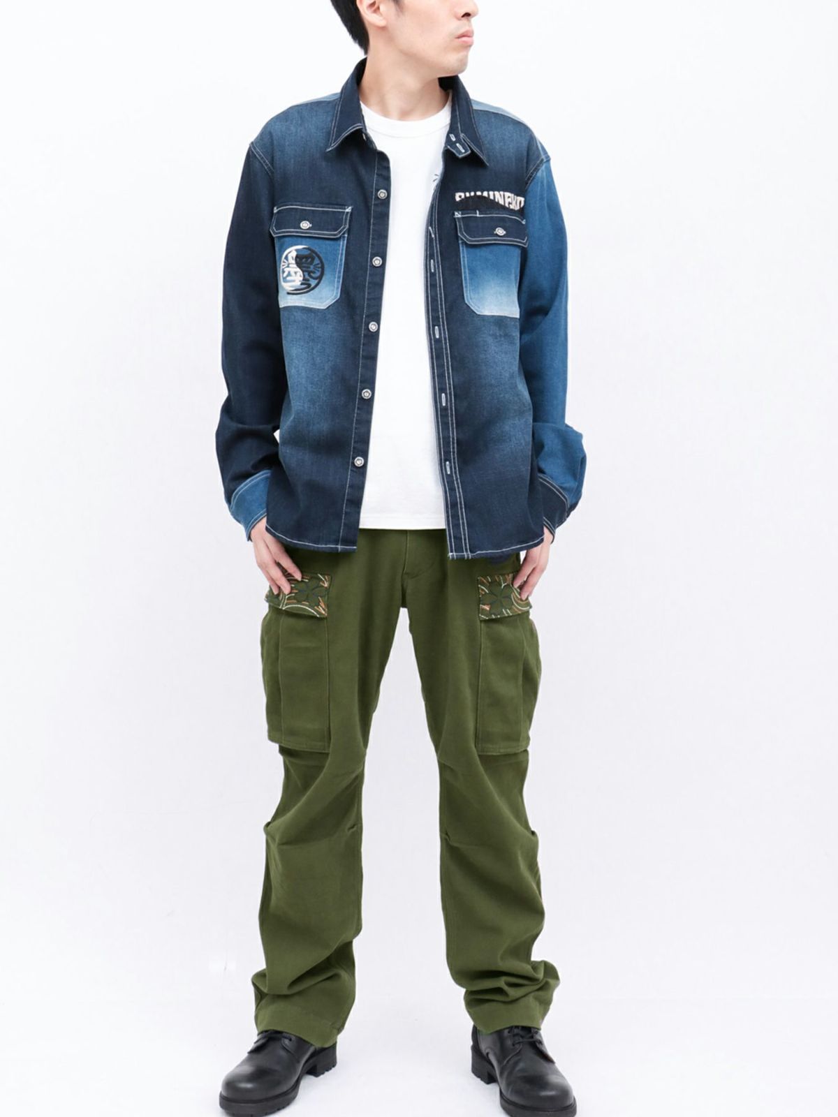 【SUMINEKO】“伸び猫”総刺繍ストレッチカーゴパンツ