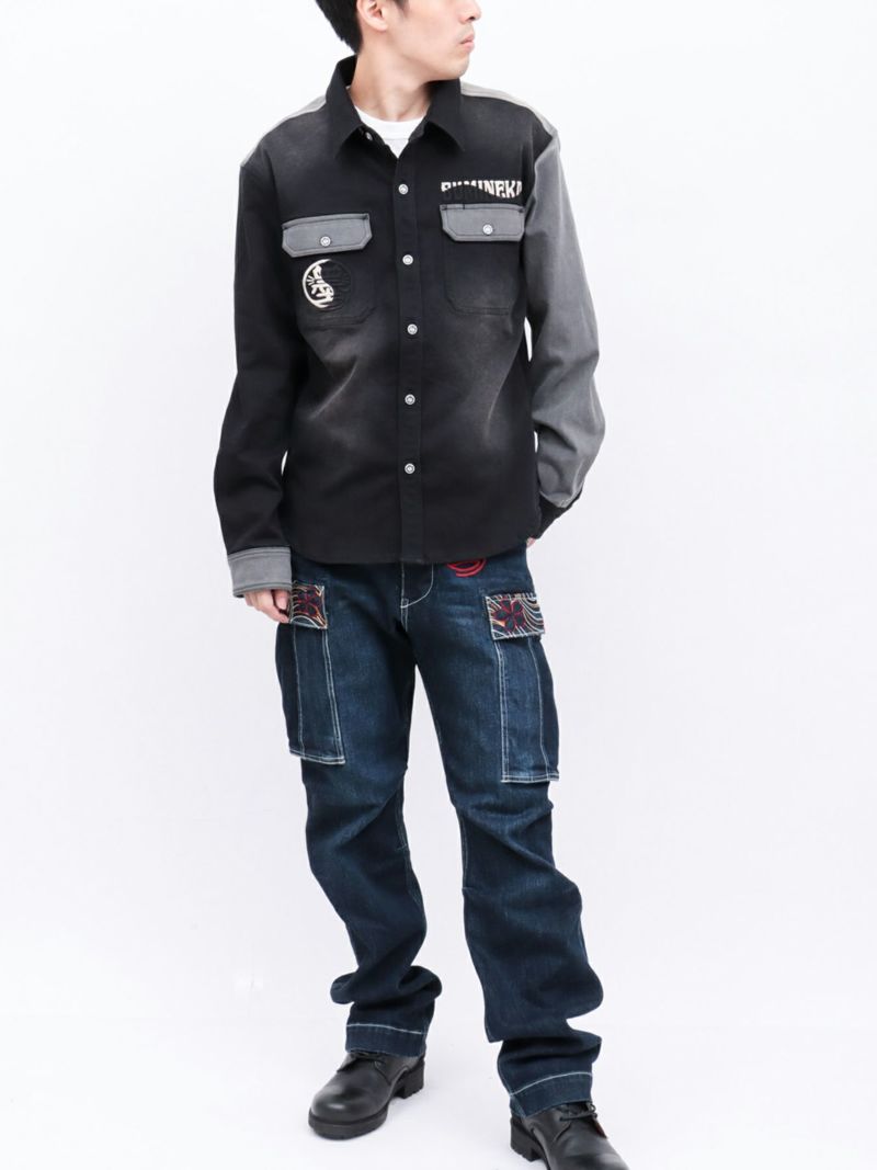 【SUMINEKO】“伸び猫”総刺繍ストレッチカーゴパンツ