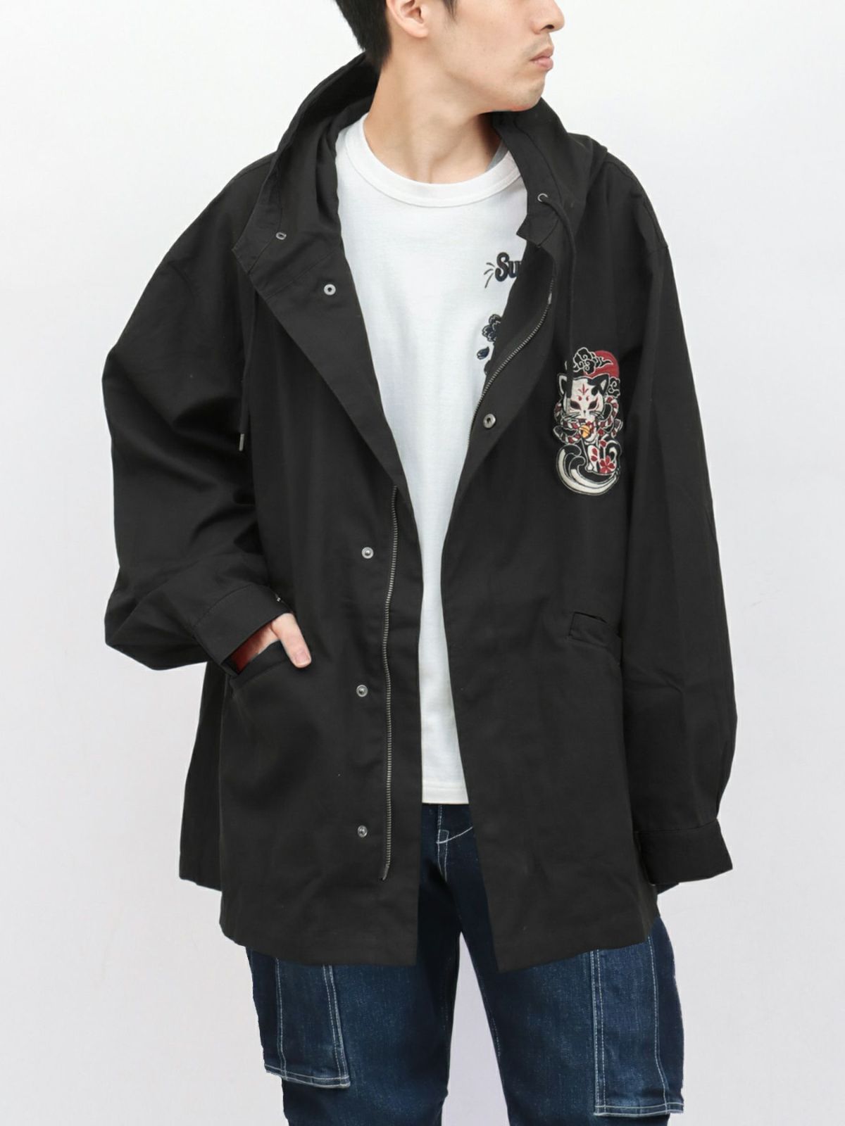 【SUMINEKO】“お猫様”総刺繍モッズコート