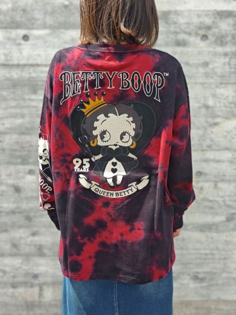【BETTY BOOP】“ハートのクイーンベティ”刺繍入りロンT〔別注〕