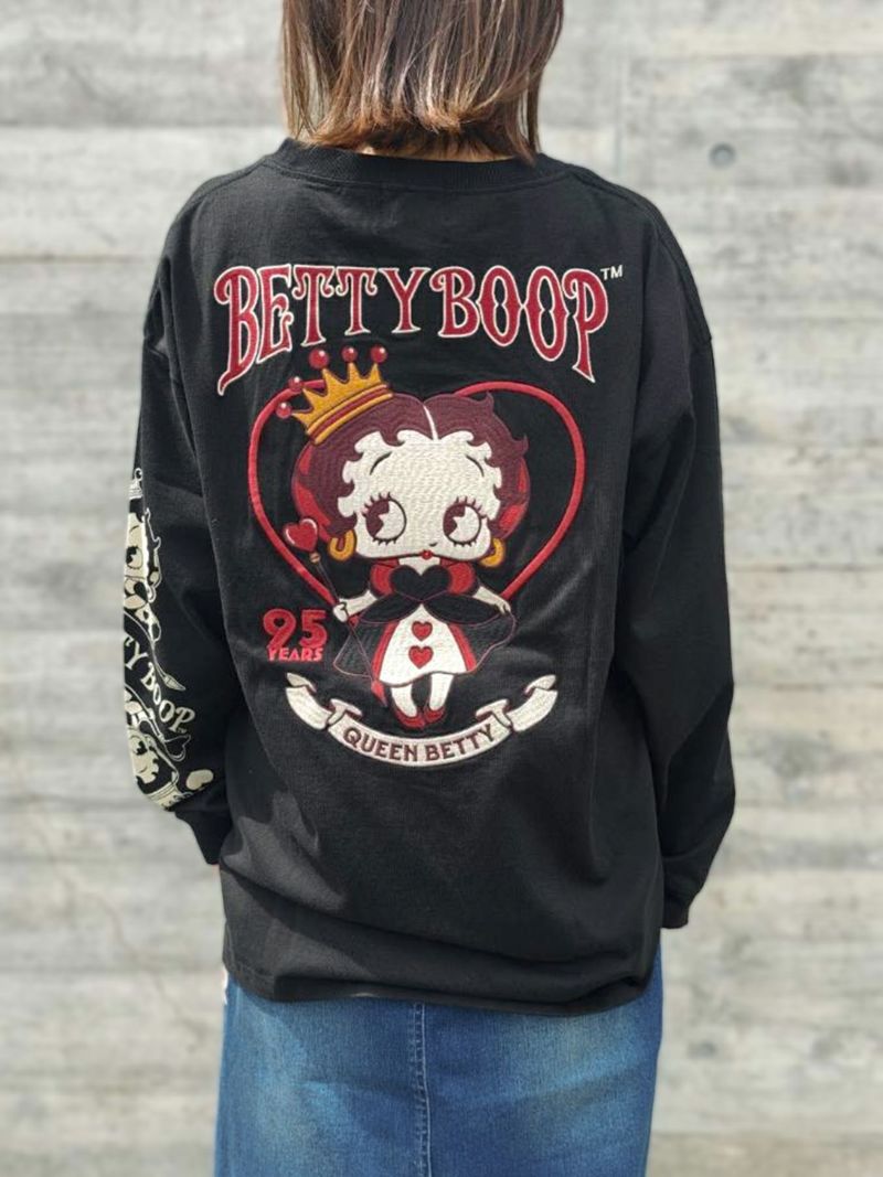 【BETTY BOOP】“ハートのクイーンベティ”刺繍入りロンT〔別注〕
