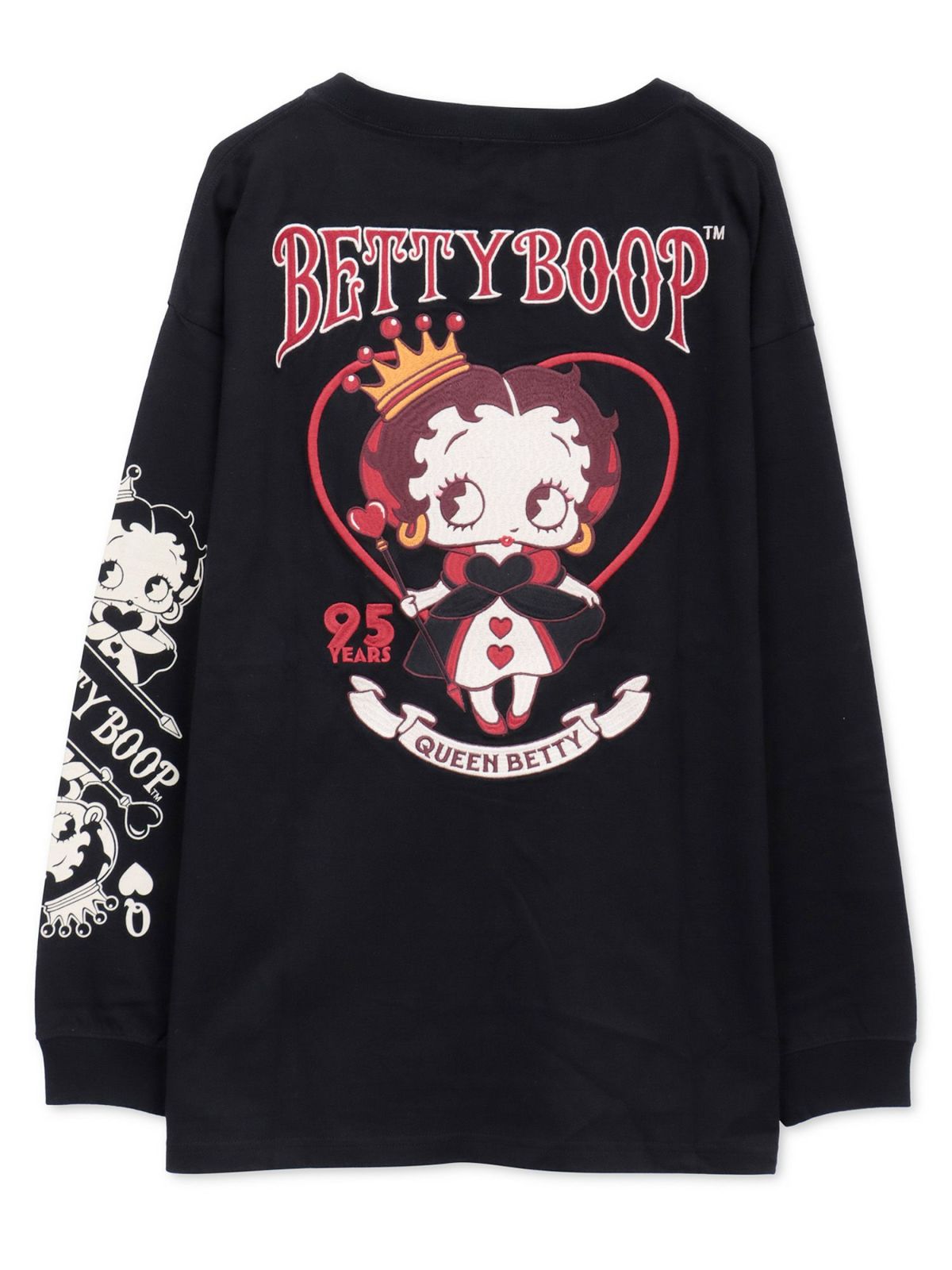 【BETTY BOOP】“ハートのクイーンベティ”刺繍入りロンT〔別注〕