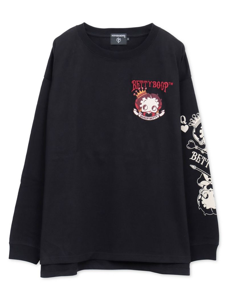 【BETTY BOOP】“ハートのクイーンベティ”刺繍入りロンT〔別注〕
