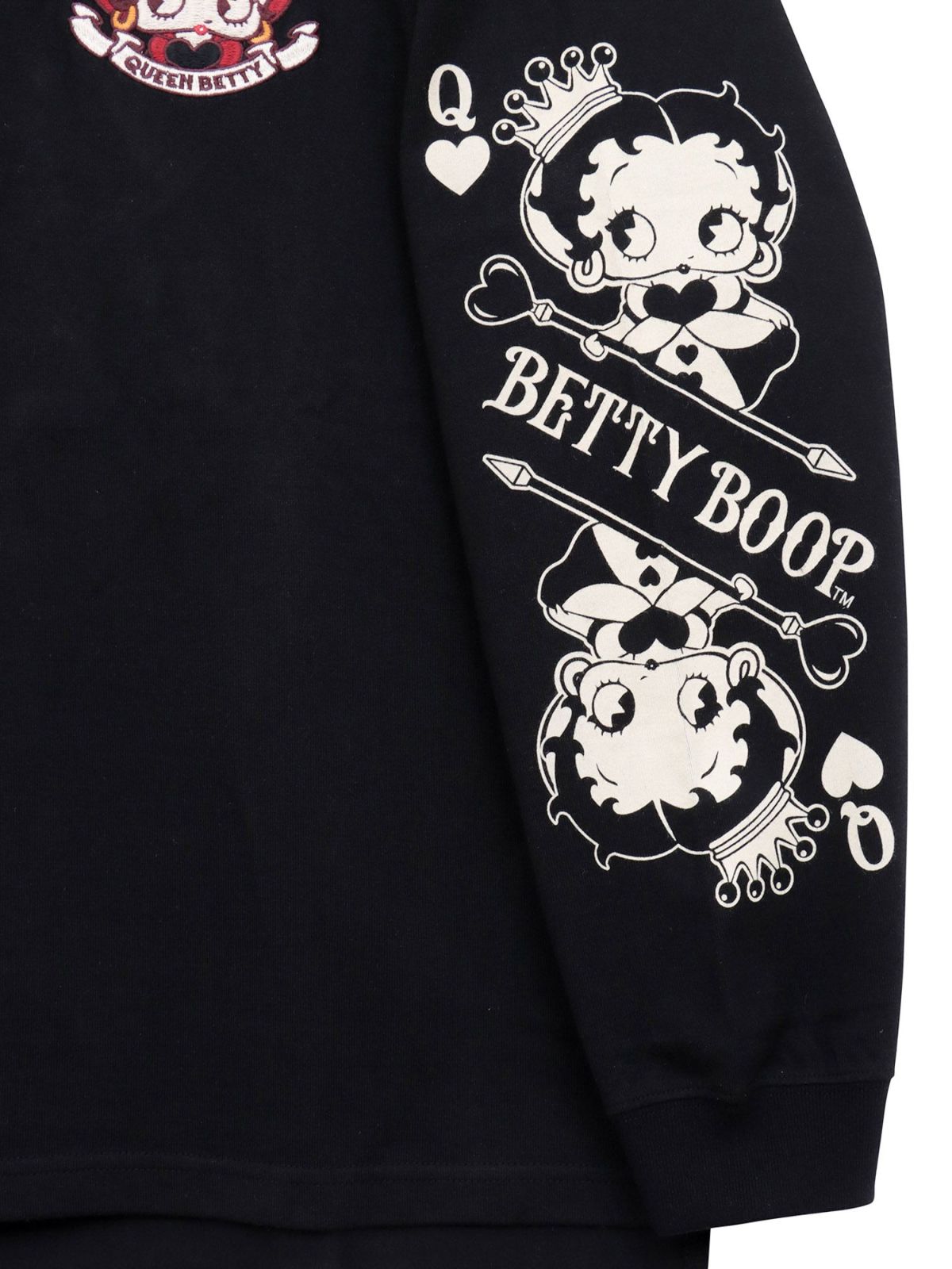 【BETTY BOOP】“ハートのクイーンベティ”刺繍入りロンT〔別注〕