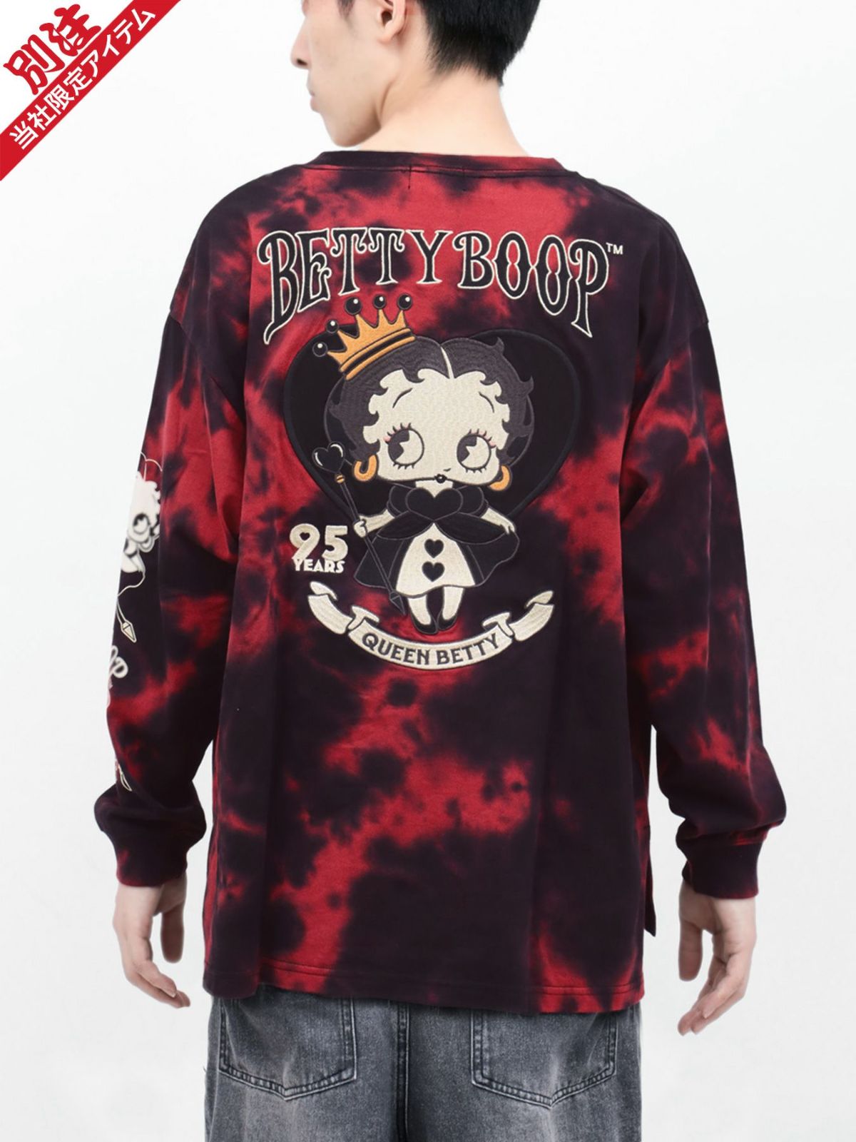 【BETTY BOOP】“ハートのクイーンベティ”刺繍入りロンT〔別注〕
