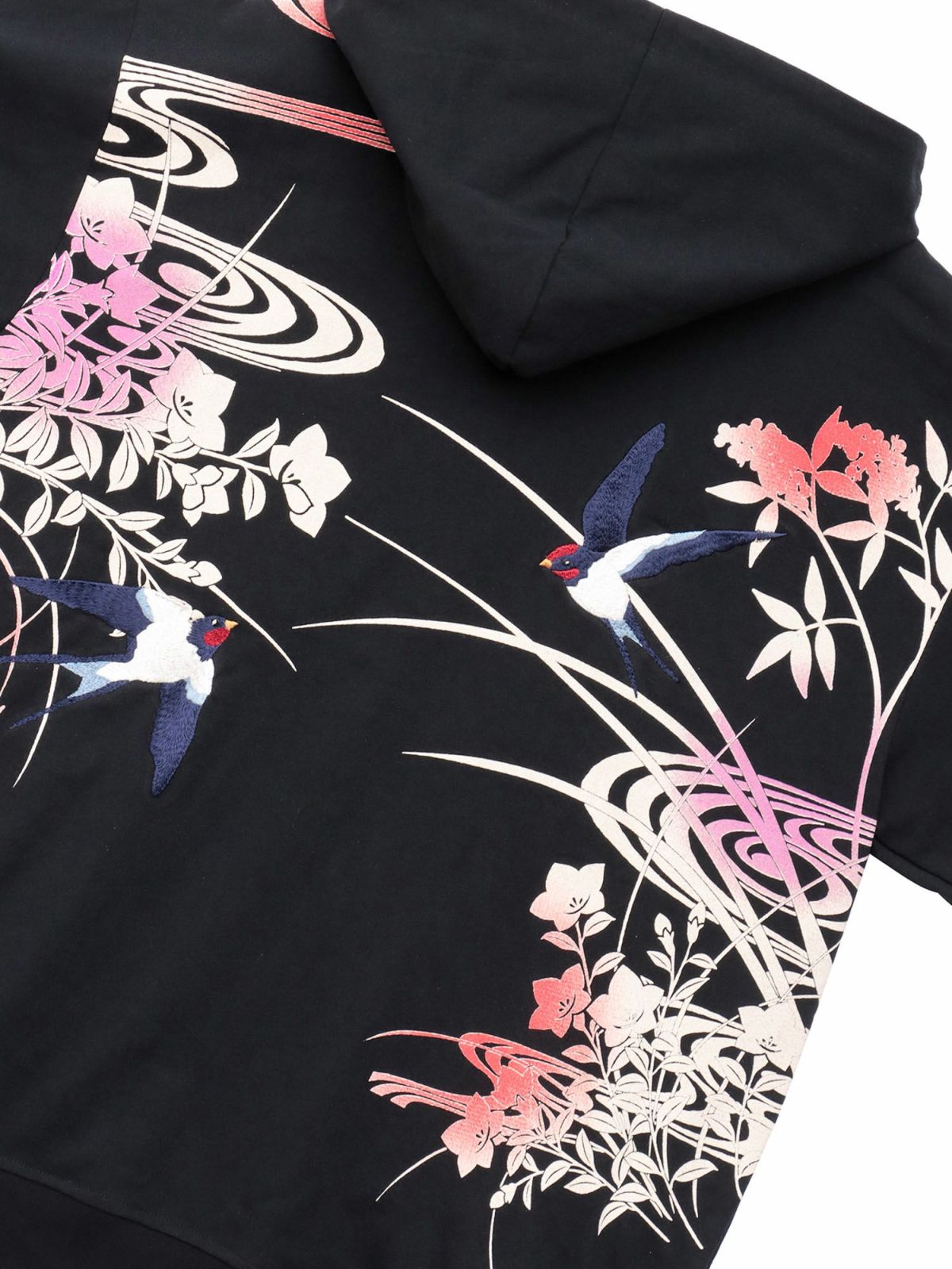 【雅結×錦】“ツバメと秋の草花”刺繍入りZIPパーカー〔別注〕