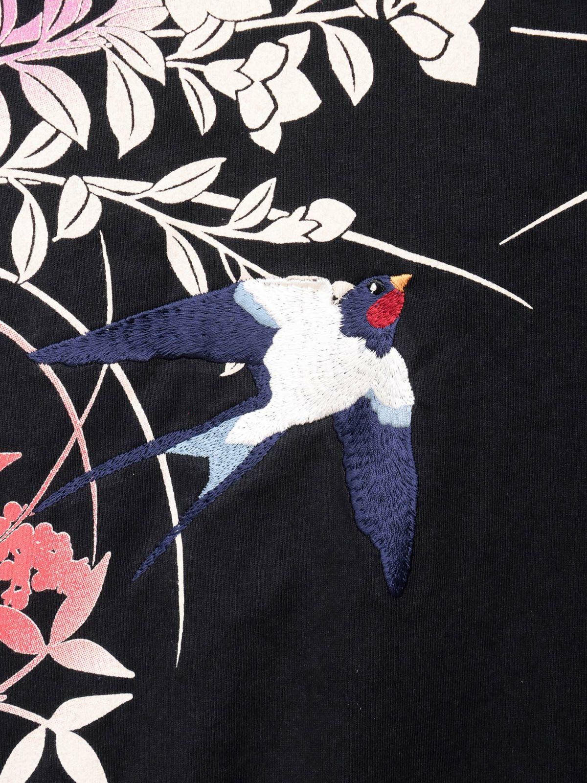 【雅結×錦】“ツバメと秋の草花”刺繍入りZIPパーカー〔別注〕