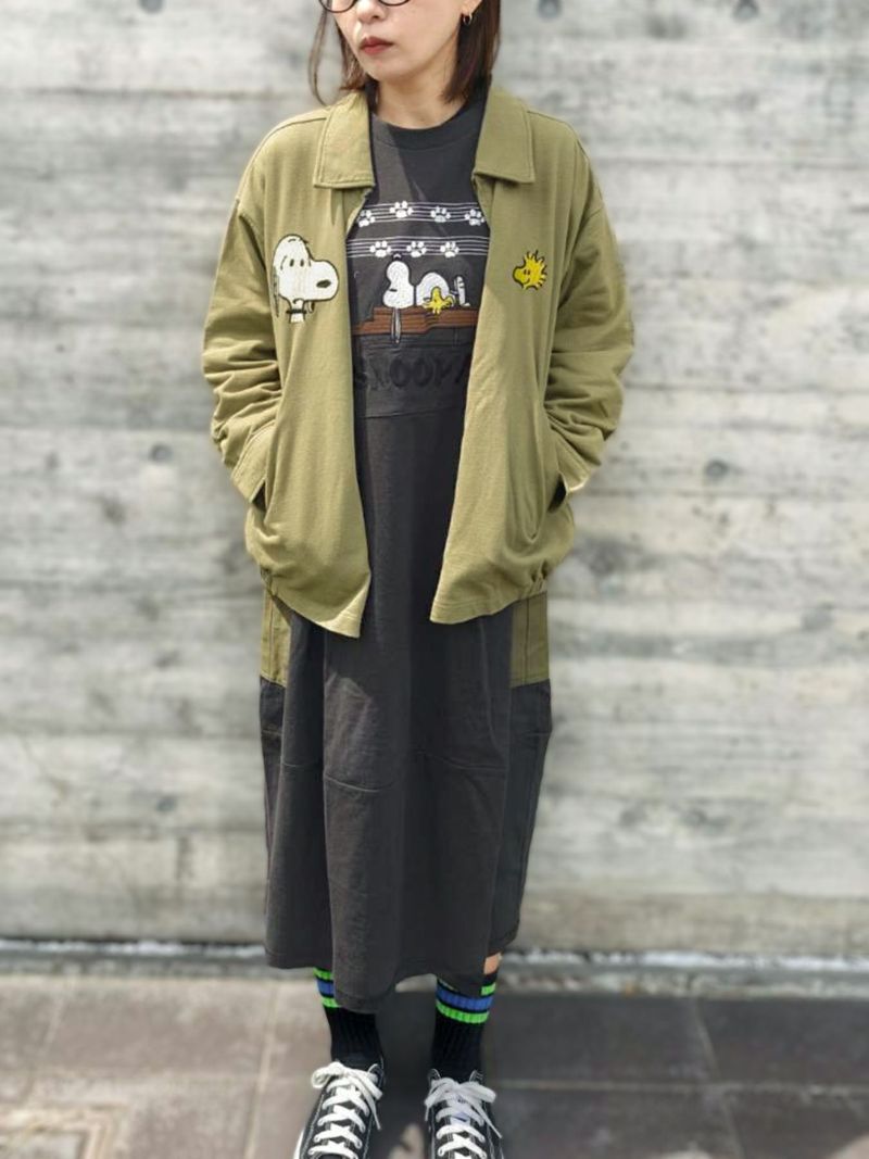 【JUICY×PEANUTS】“VINTAGE SNOOPY”異素材切替 総刺繍バルーンワンピース〔Lady's〕〔別注〕