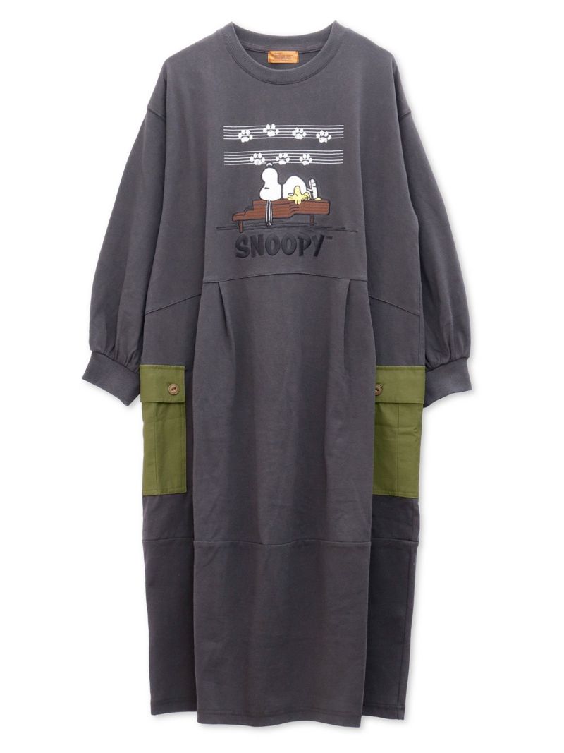 【JUICY×PEANUTS】“VINTAGE SNOOPY”異素材切替 総刺繍バルーンワンピース〔Lady's〕〔別注〕
