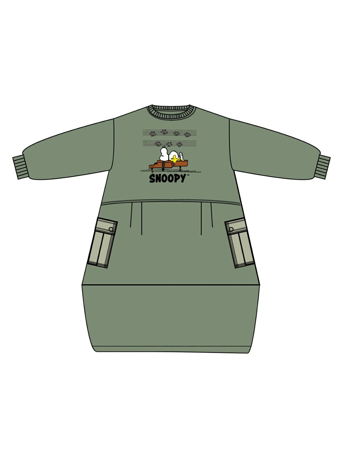 【JUICY×PEANUTS】“VINTAGE SNOOPY”異素材切替 総刺繍バルーンワンピース〔Lady's〕〔別注〕