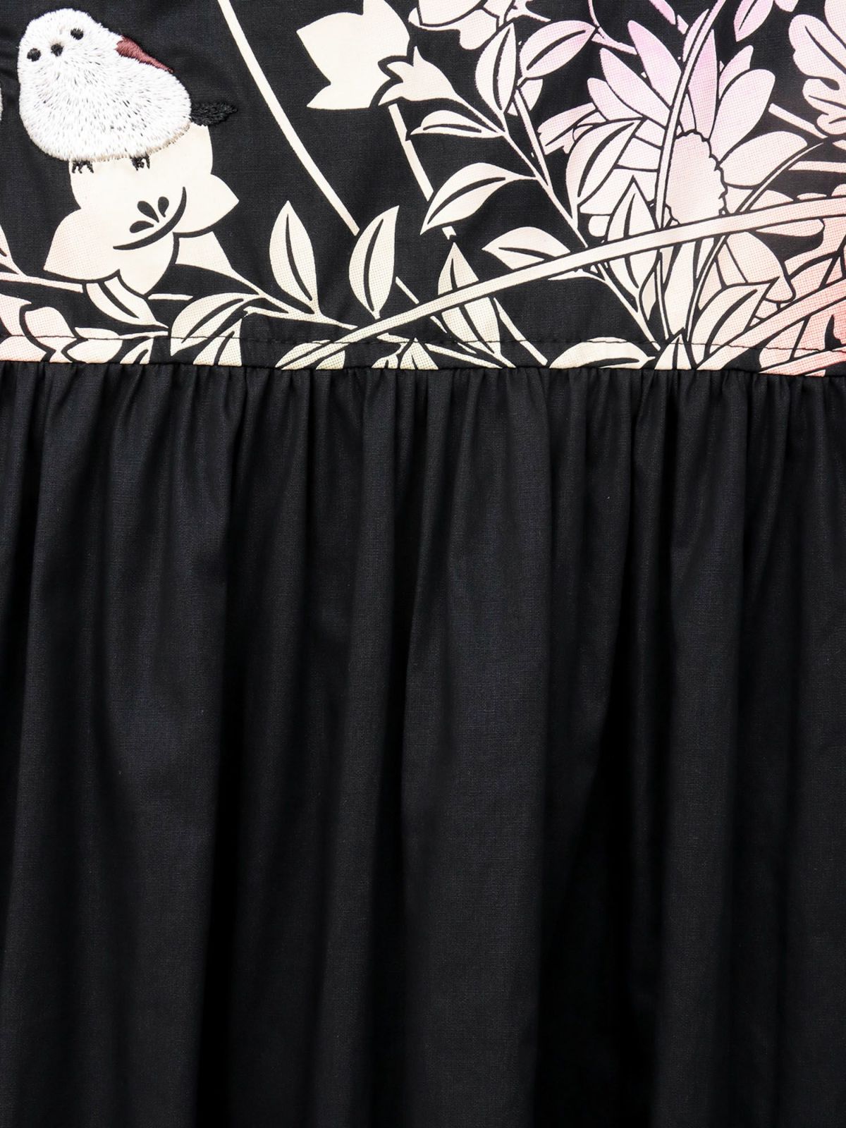 【雅結×錦】“シマエナガと秋の草花”刺繍入りロングシャツ〔別注〕