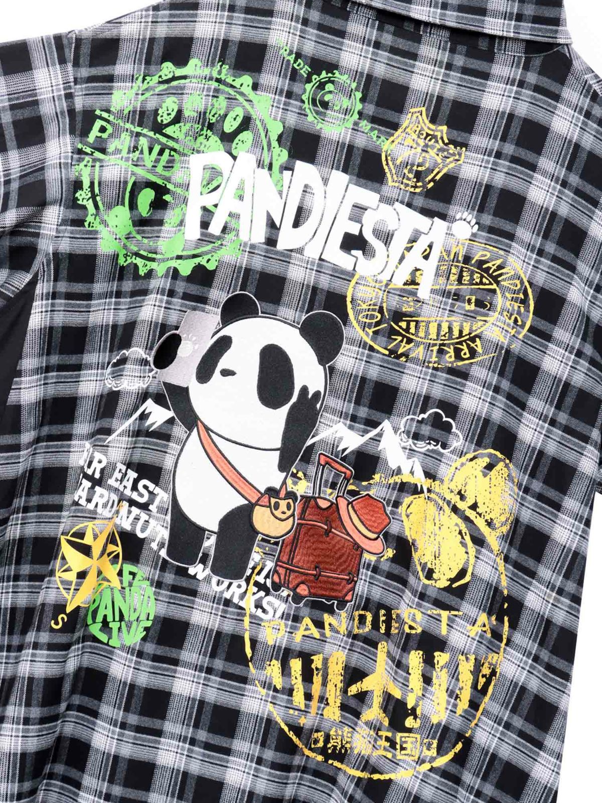 【PANDIESTA JAPAN】“自撮りパンダ”チェック切替ロングシャツコート〔別注〕