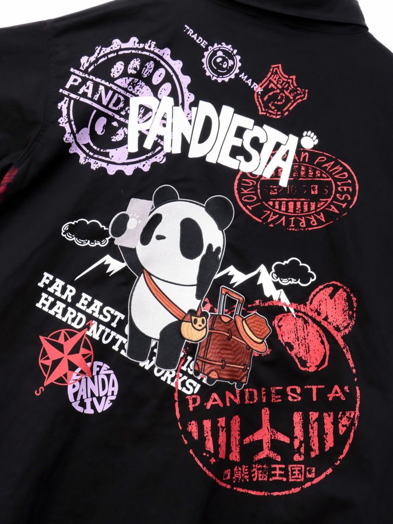 【PANDIESTA JAPAN】“自撮りパンダ”チェック切替ロングシャツコート〔別注〕