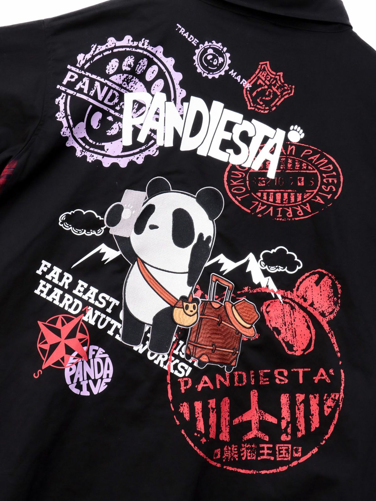 【PANDIESTA JAPAN】“自撮りパンダ”チェック切替ロングシャツコート〔別注〕