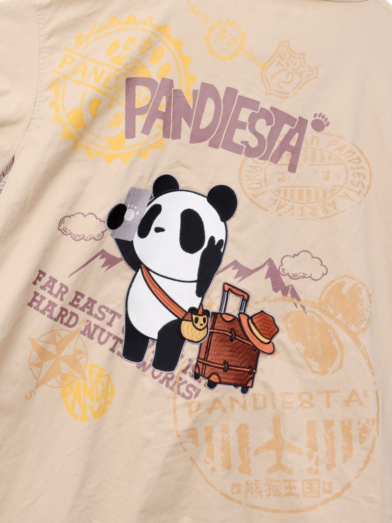 【PANDIESTA JAPAN】“自撮りパンダ”チェック切替ロングシャツコート〔別注〕