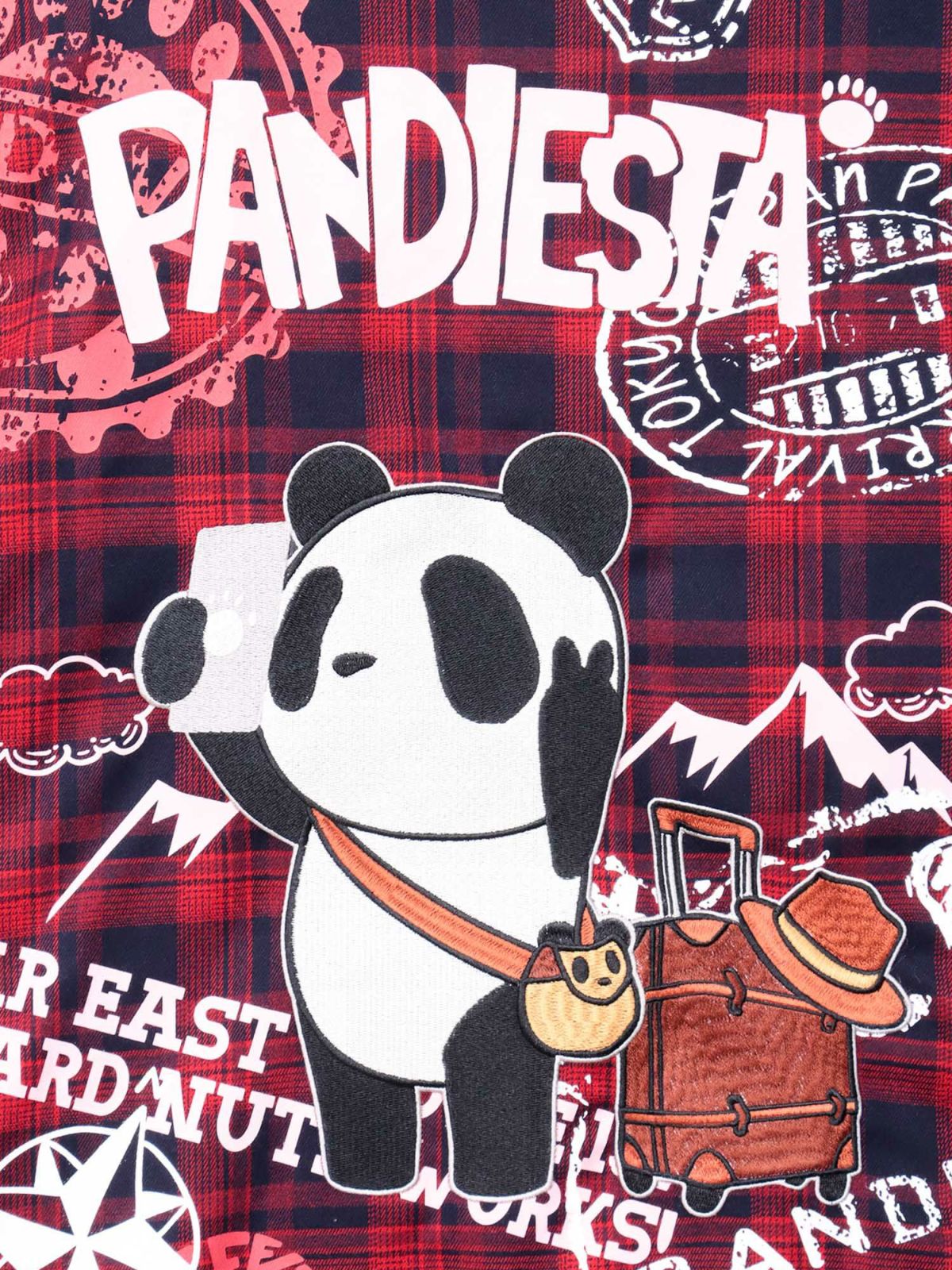 【PANDIESTA JAPAN】“自撮りパンダ”チェック切替ロングシャツコート〔別注〕