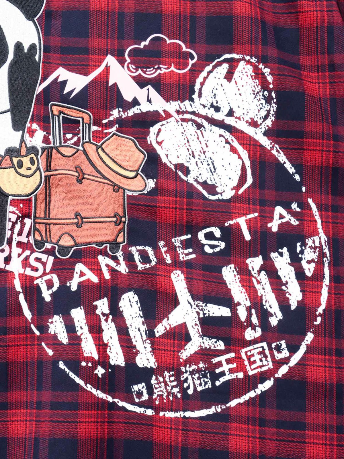 【PANDIESTA JAPAN】“自撮りパンダ”チェック切替ロングシャツコート〔別注〕