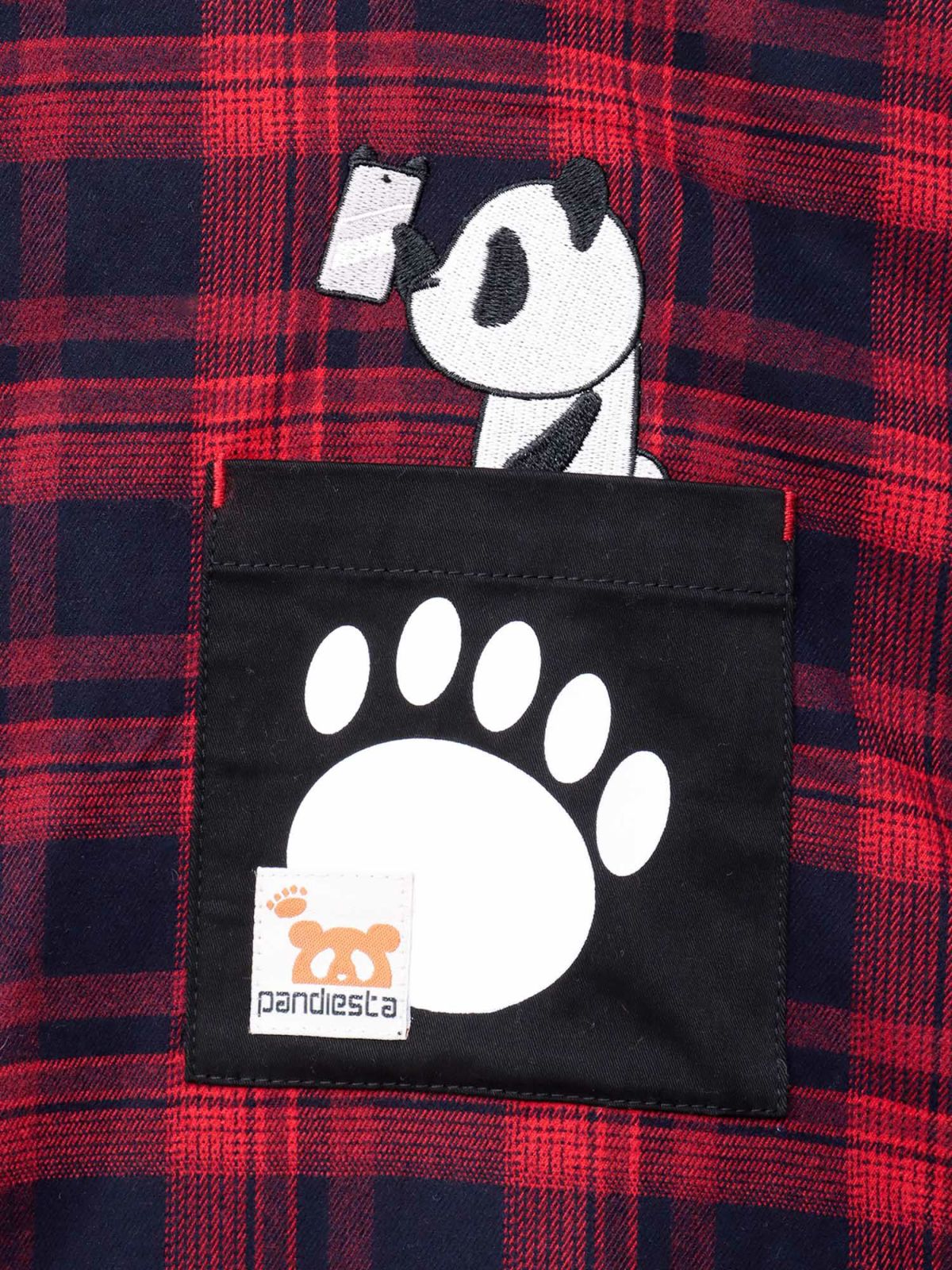 【PANDIESTA JAPAN】“自撮りパンダ”チェック切替ロングシャツコート〔別注〕