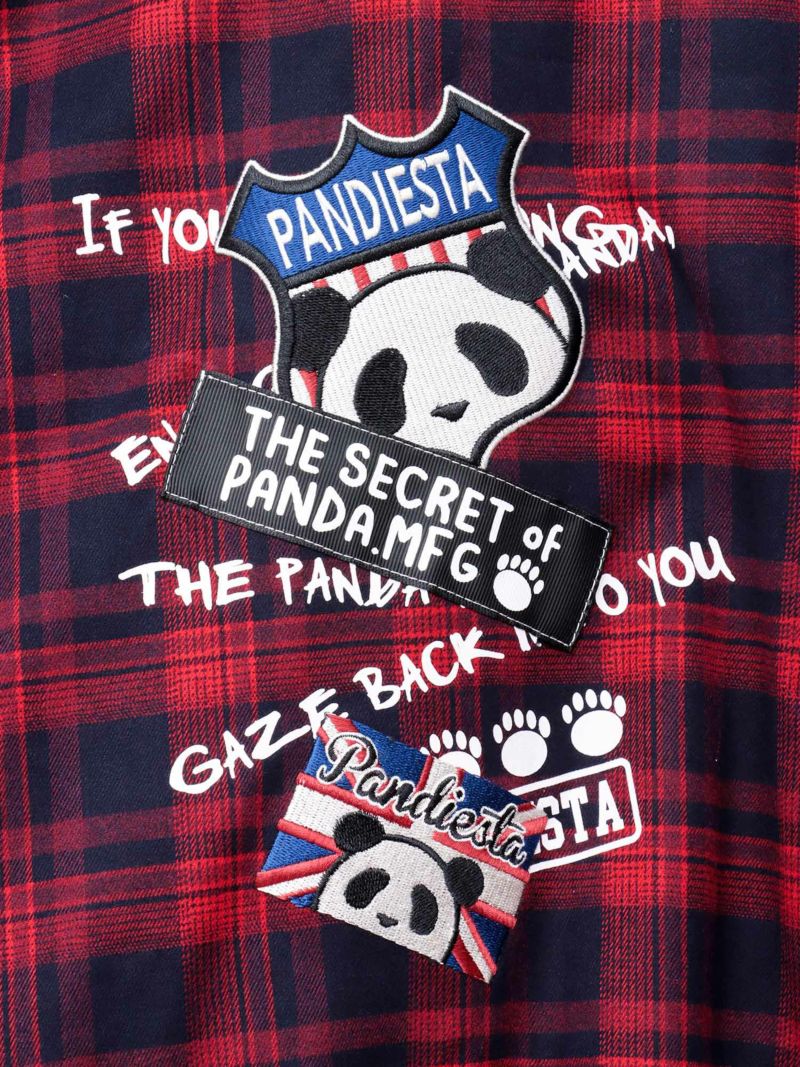 【PANDIESTA JAPAN】“自撮りパンダ”チェック切替ロングシャツコート〔別注〕