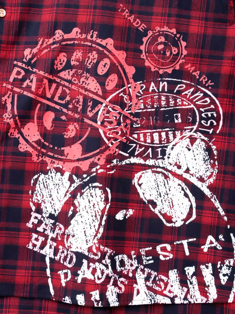 【PANDIESTA JAPAN】“自撮りパンダ”チェック切替ロングシャツコート〔別注〕