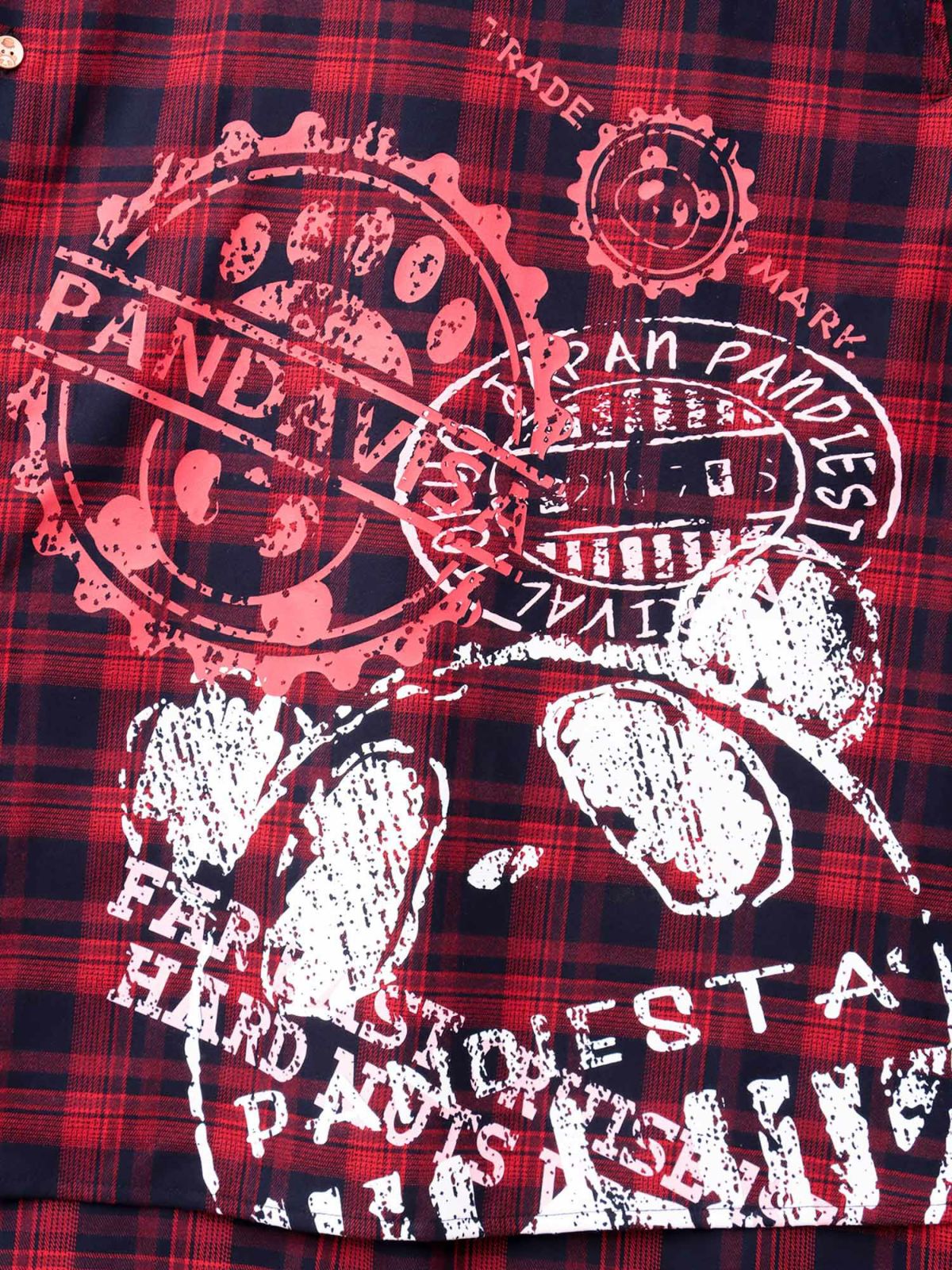 【PANDIESTA JAPAN】“自撮りパンダ”チェック切替ロングシャツコート〔別注〕