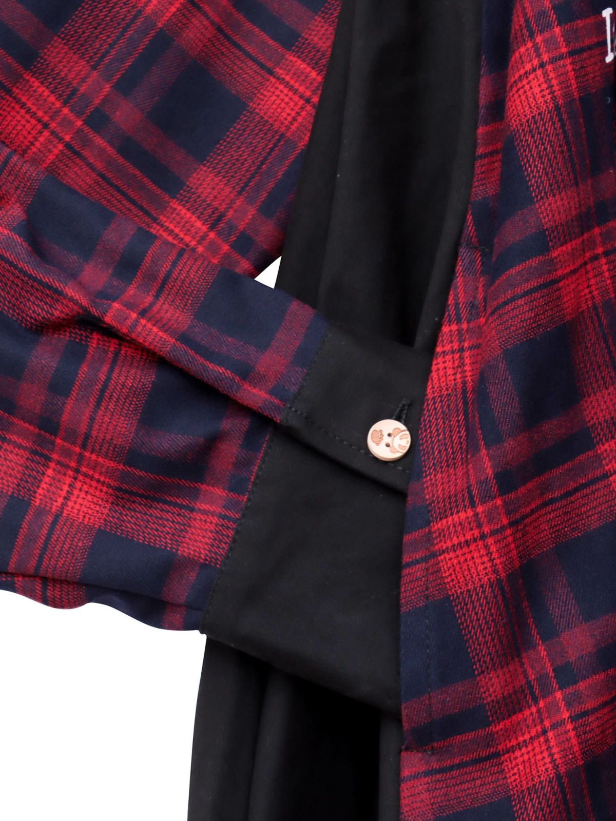 【PANDIESTA JAPAN】“自撮りパンダ”チェック切替ロングシャツコート〔別注〕