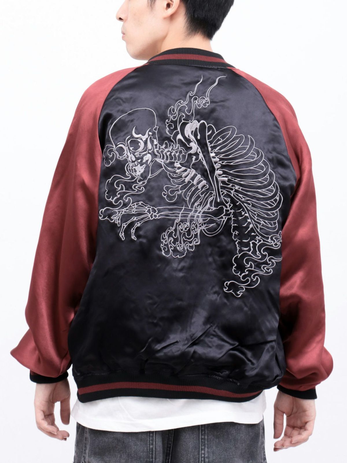 【絡繰魂・粋】“がしゃどくろ支配”総刺繍リバーシブルスカジャン