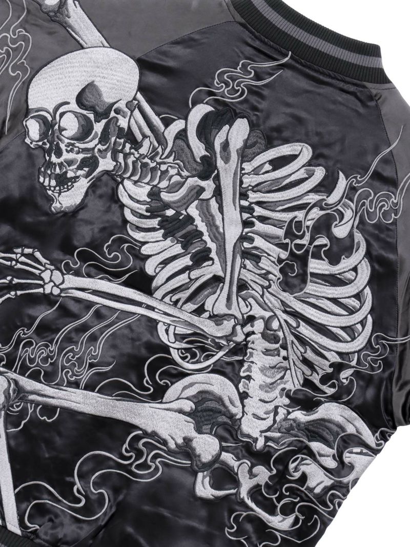 【絡繰魂・粋】“がしゃどくろ支配”総刺繍リバーシブルスカジャン