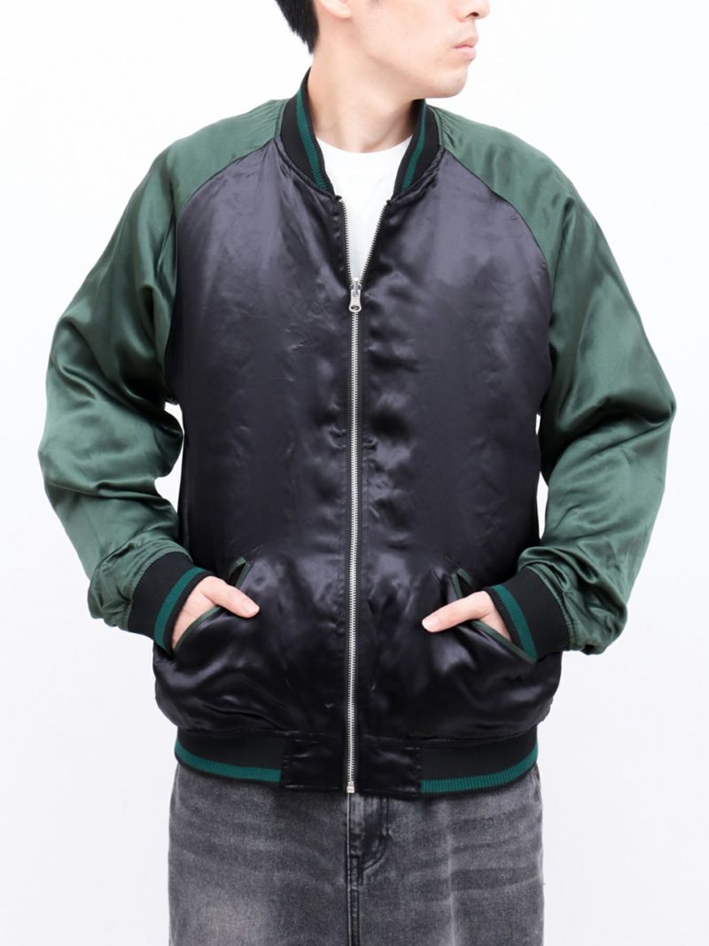 【絡繰魂・粋】“金魚と蓮流水”総刺繍リバーシブルスカジャン