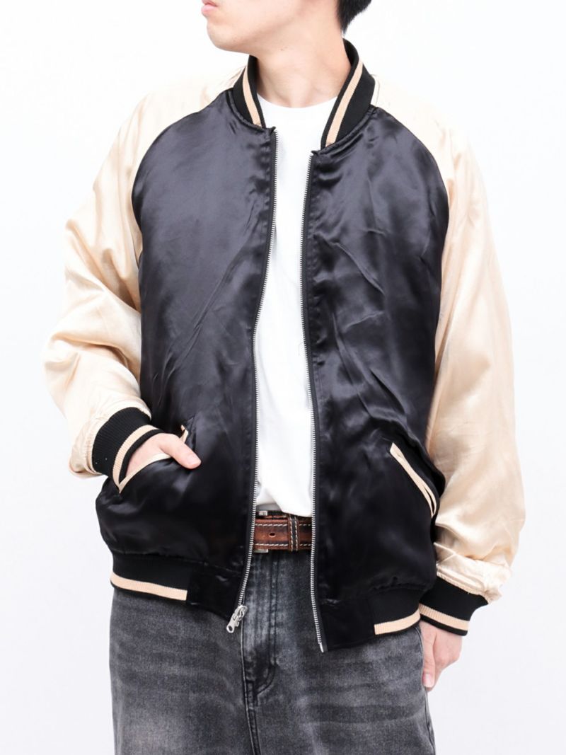 【絡繰魂・粋】“金魚と蓮流水”総刺繍リバーシブルスカジャン