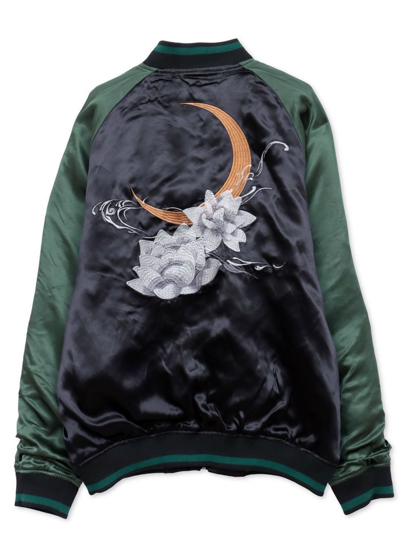 【絡繰魂・粋】“金魚と蓮流水”総刺繍リバーシブルスカジャン