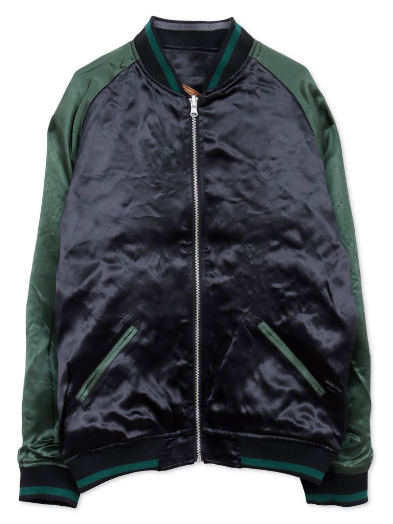 【絡繰魂・粋】“金魚と蓮流水”総刺繍リバーシブルスカジャン