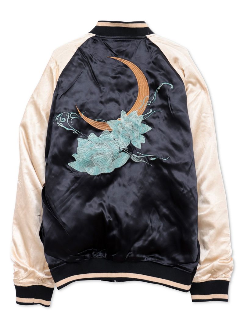 【絡繰魂・粋】“金魚と蓮流水”総刺繍リバーシブルスカジャン