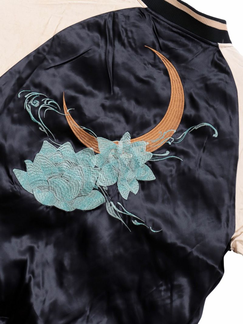 【絡繰魂・粋】“金魚と蓮流水”総刺繍リバーシブルスカジャン