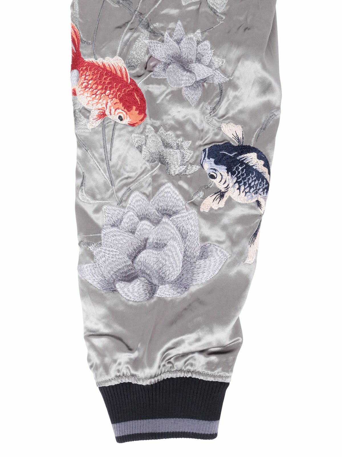 【絡繰魂・粋】“金魚と蓮流水”総刺繍リバーシブルスカジャン