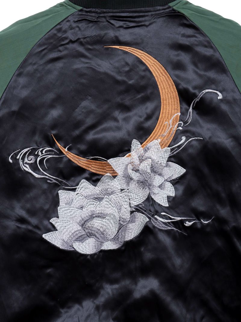 【絡繰魂・粋】“金魚と蓮流水”総刺繍リバーシブルスカジャン