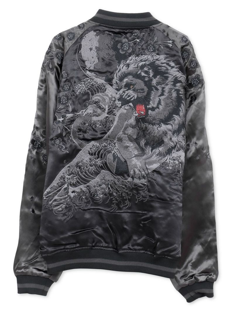 【絡繰魂・漆】“漆の獅子”総刺繍リバーシブルスカジャン