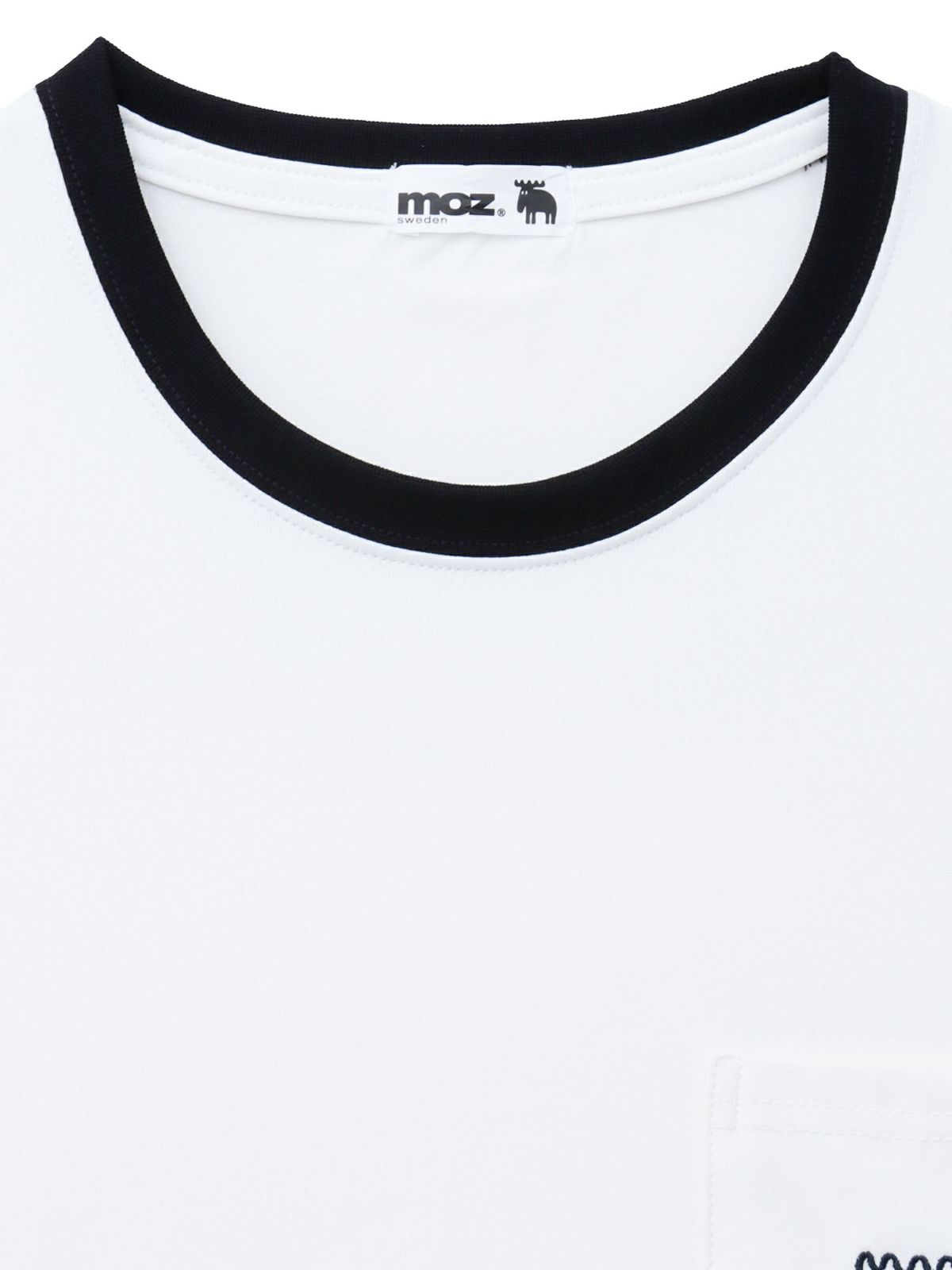 【moz】エルクワンポイント刺繍 ポケット付きリンガーTシャツ〔別注〕