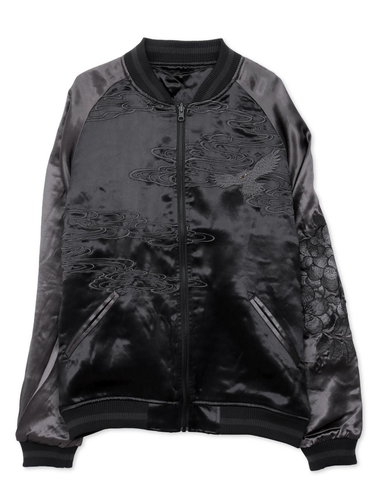 【絡繰魂・漆】“漆の梟”総刺繍リバーシブルスカジャン