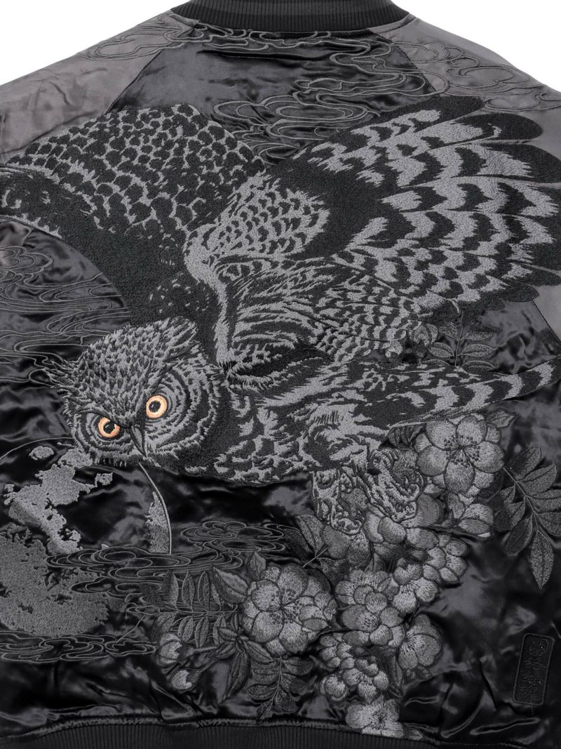 【絡繰魂・漆】“漆の梟”総刺繍リバーシブルスカジャン