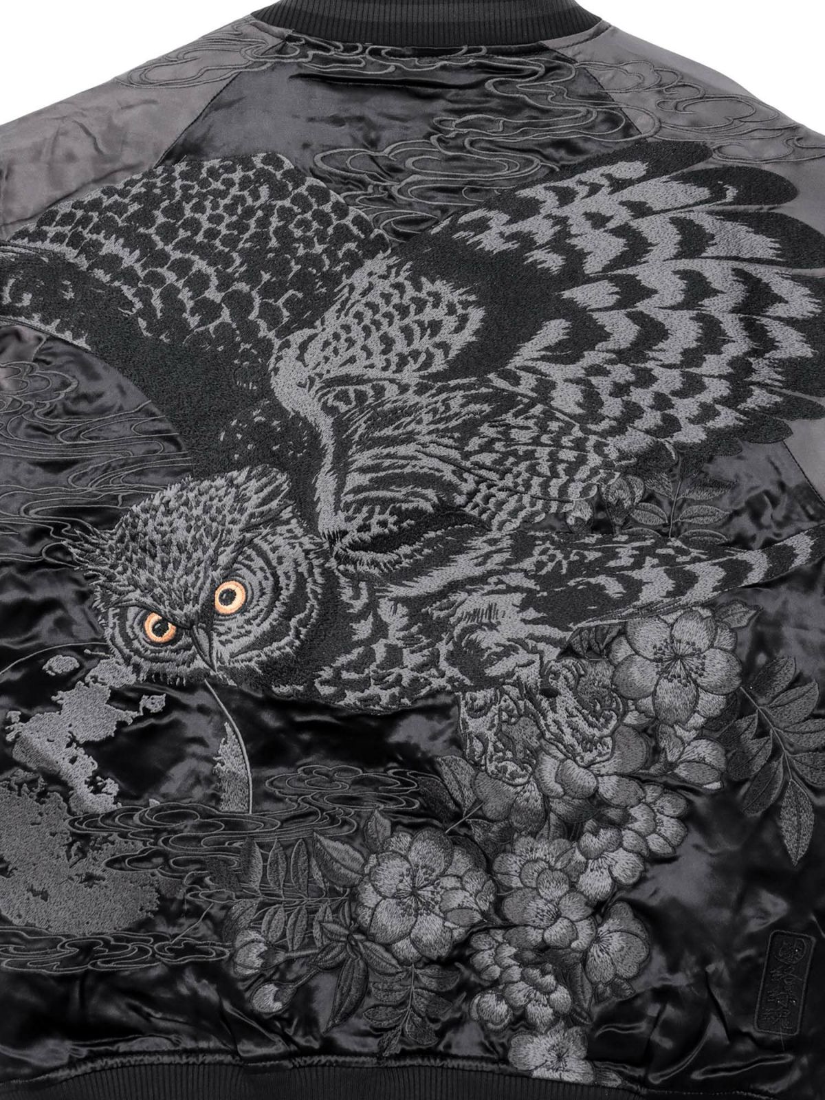 【絡繰魂・漆】“漆の梟”総刺繍リバーシブルスカジャン