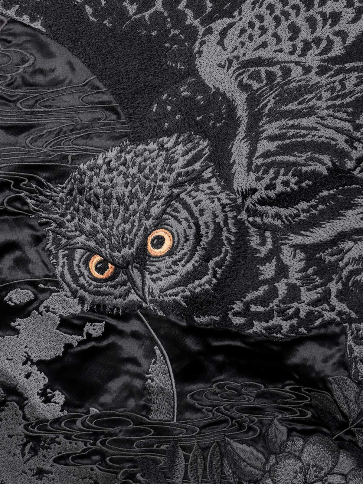 【絡繰魂・漆】“漆の梟”総刺繍リバーシブルスカジャン